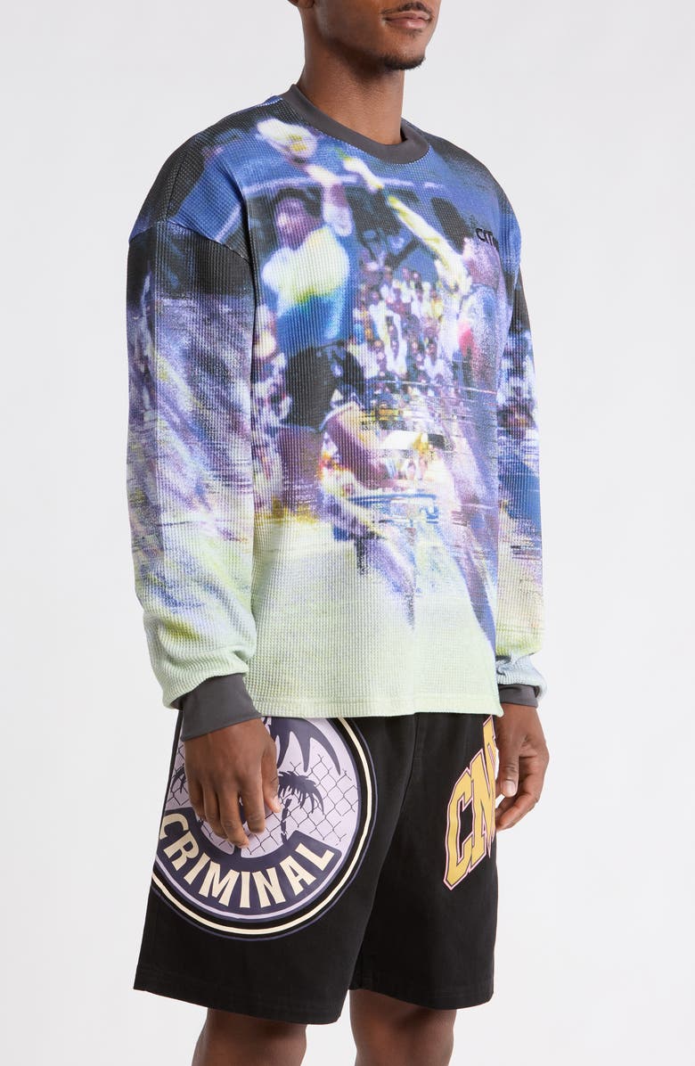 CRIMINAL DAMAGE Hand of God Graphic Waffle Knit T-Shirt, Alternate, color, Blue Multi