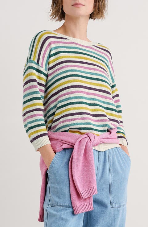 Knavock Stripe Organic Cotton & Linen Sweater