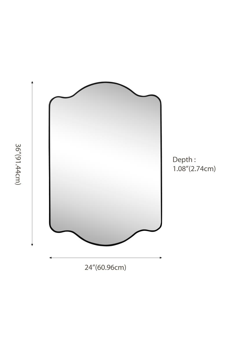 JONATHAN Y Louisa Medium Scalloped Rectangular Metal Framed Wall Mirror, Alternate, color, 