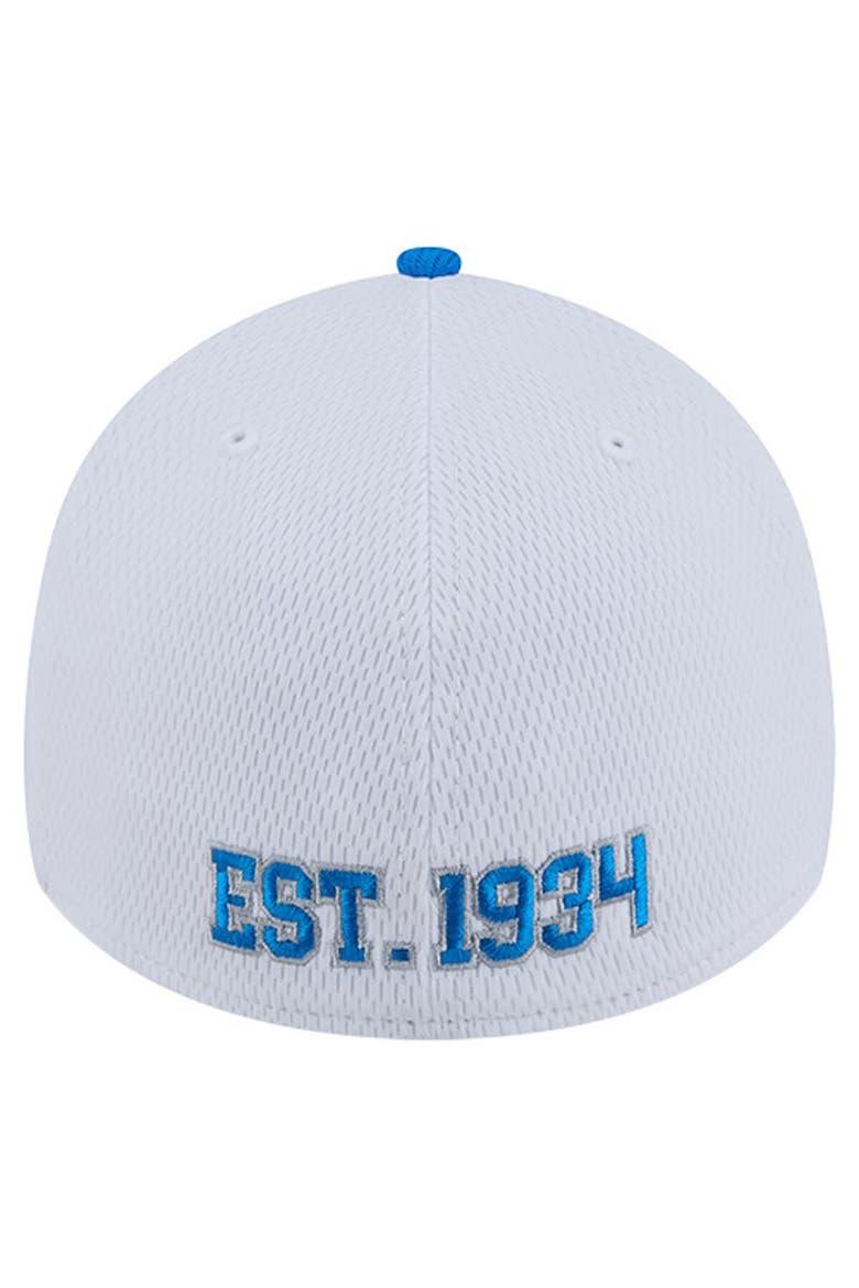 Men's New Era  White/Blue Detroit Lions Dashmark Rays 39THIRTY Flex Hat, Alternate, color, White