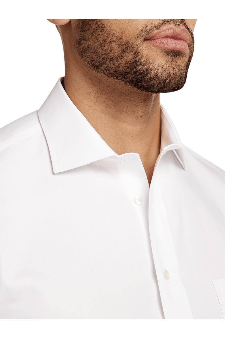 Non-iron Cotton Pinpoint Solid Spread Collar French Cuff Dress Shirt, Alternate, color, White