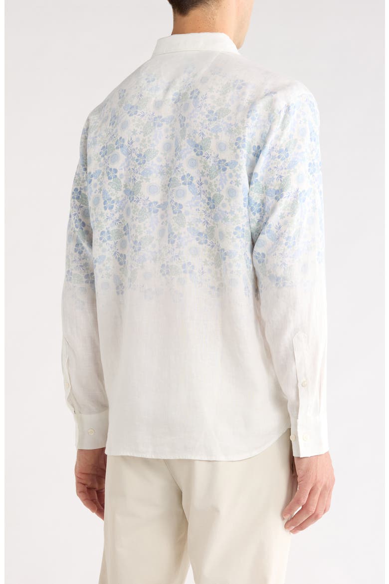 La Flores Fade Linen Button Up Shirt, Alternate, color, WHITE