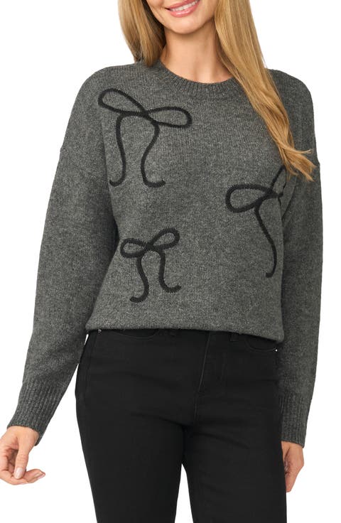 Bow Embroidery Crewneck Sweater