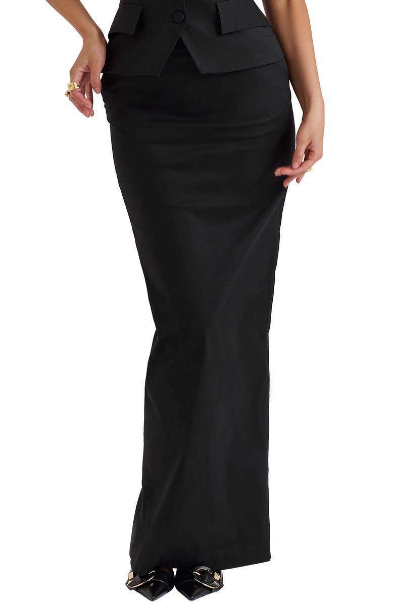 HOUSE OF CB Hart Stretch Twil Column Maxi Skirt, Main, color, Black