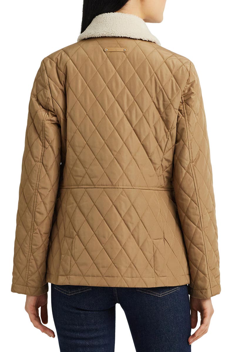 Lauren Ralph Lauren Berber Quilted Faux Shearling Trim Jacket, Alternate, color,