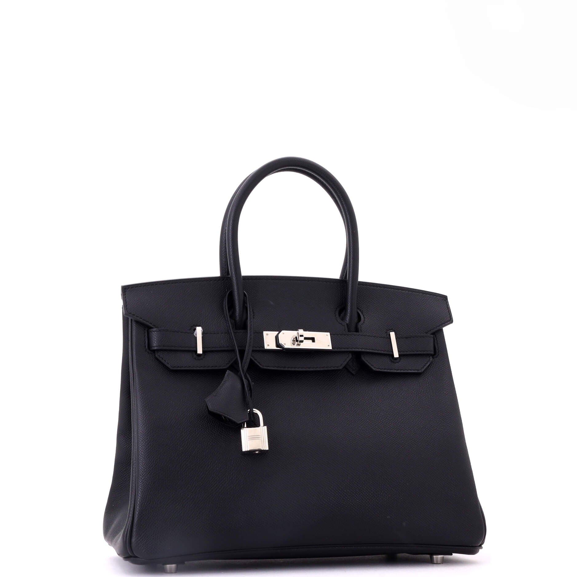 Pre-Owned Hermes Birkin Handbag Black Epsom with Palladium Hardware 30, Alternate, color, Noir