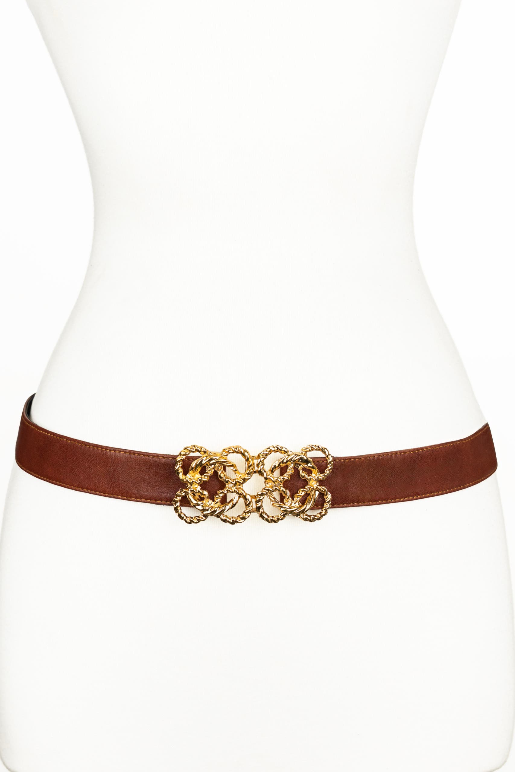 Raina Belts Torchon Rope Buckle Leather Belt In Brown