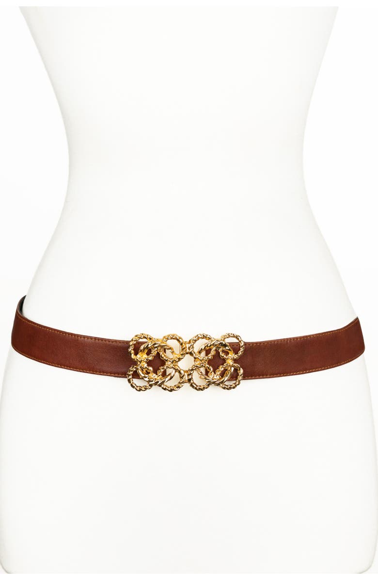Raina Belts Torchon Rope Buckle Leather Belt, Main, color, Cognac