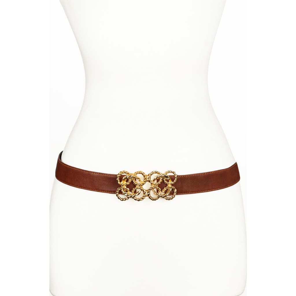 Raina Belts Torchon Rope Buckle Leather Belt In Brown