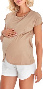 Accouchée Handy Crossover Short Sleeve Cotton Maternity/Nursing Top