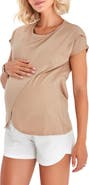 Accouchée Handy Crossover Short Sleeve Cotton Maternity/Nursing Top