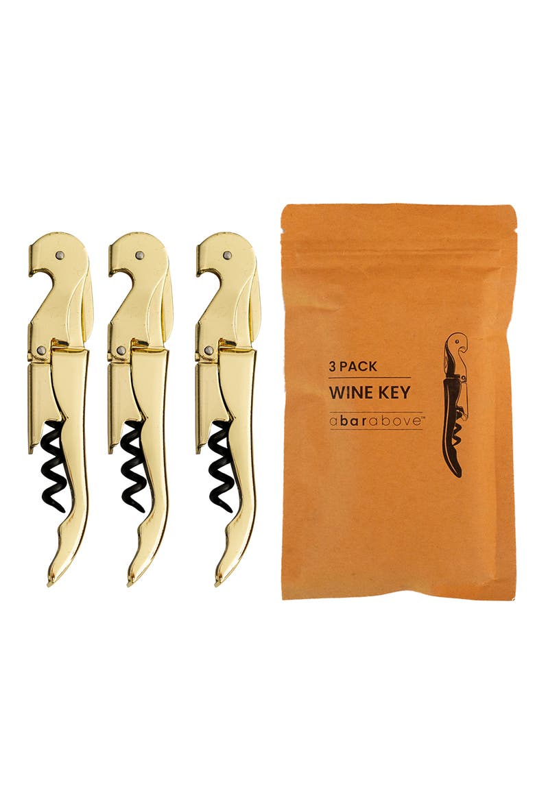 Gold Wine Key, 3 Pack, Main, color, Gold