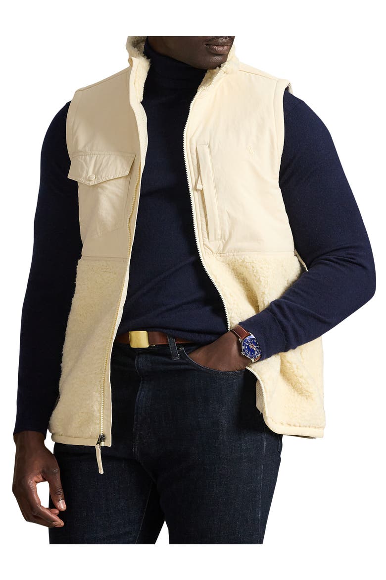 Big & Tall Hi Pile Fleece Vest, Main, color, SOLID CREAM