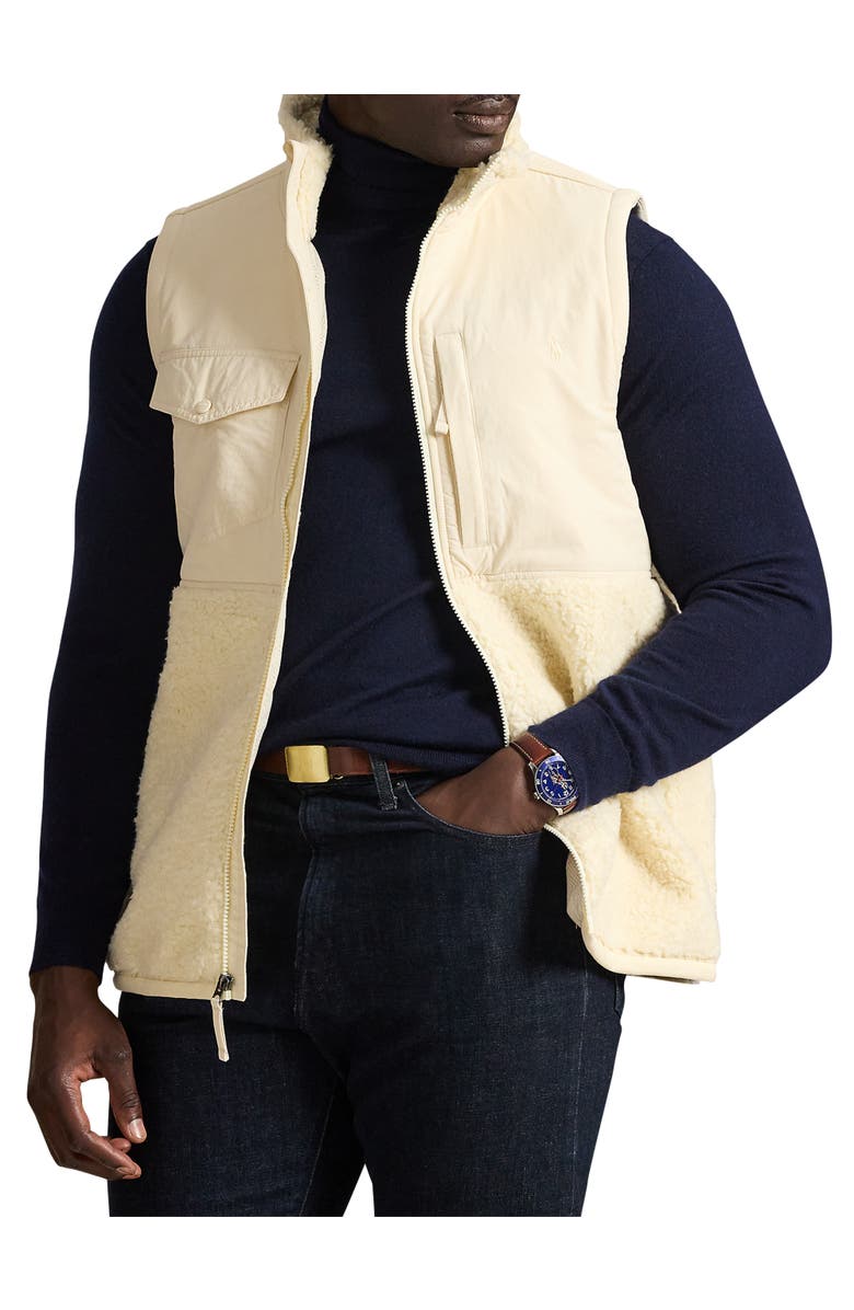 Polo Ralph Lauren Big & Tall Hi Pile Fleece Vest, Main, color, Solid Cream