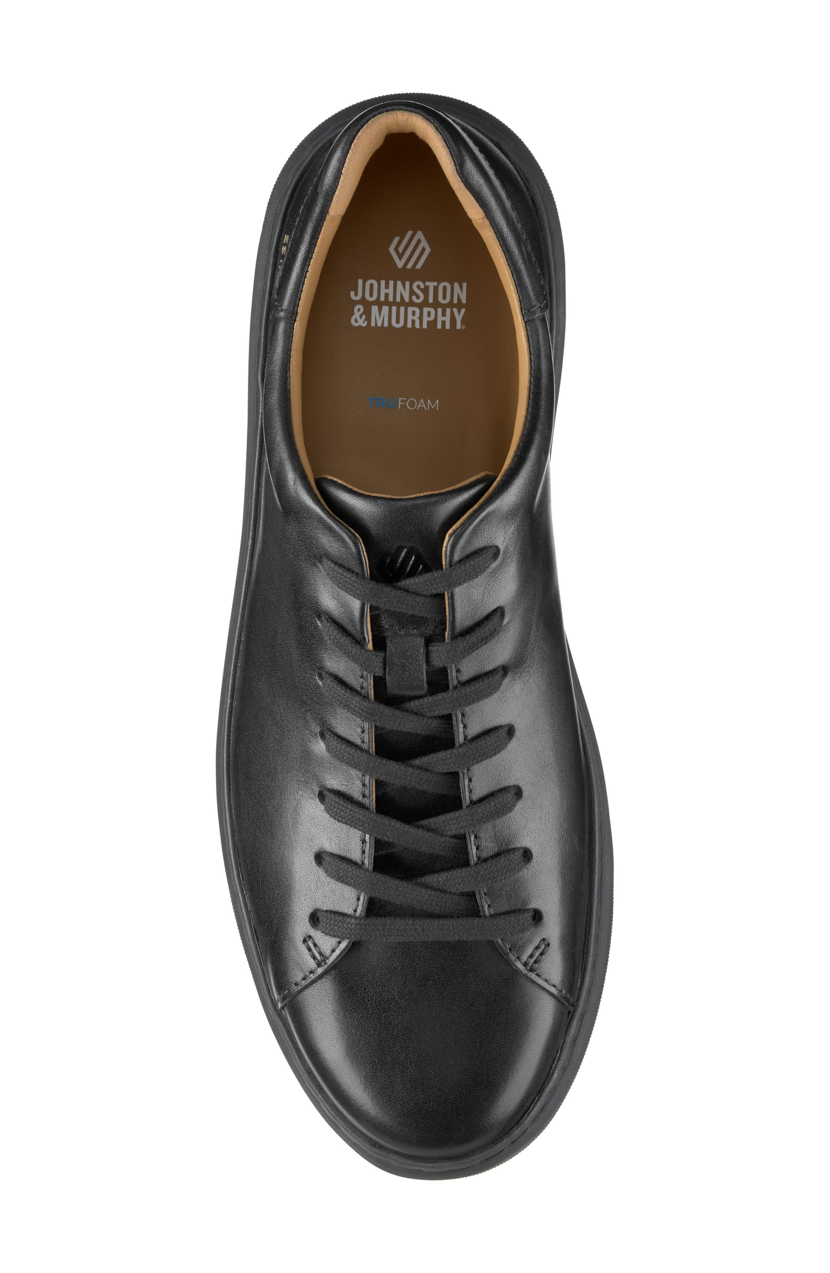 Johnston &amp; Murphy Anders Low Top Sneaker, Alternate, color, Black Full Grain