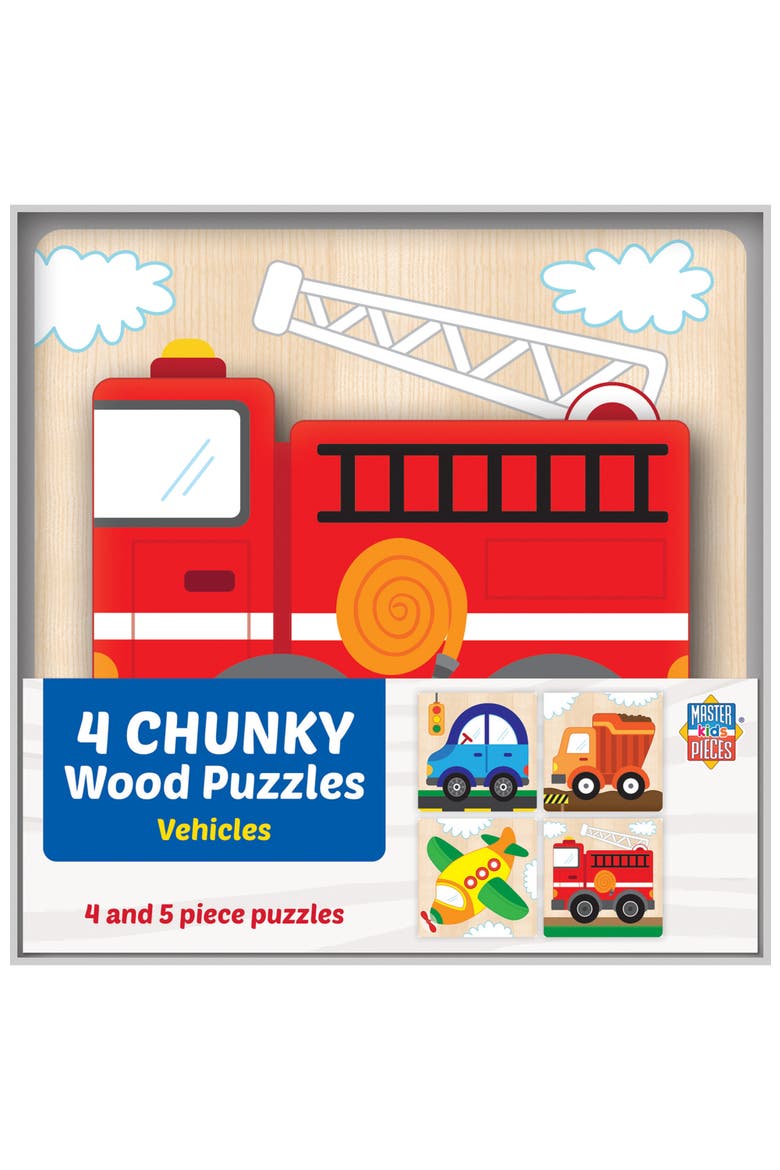 Vehicles Wood Puzzles 4-Pack, Main, color, Multicolor