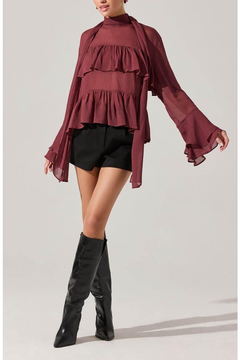 Fae Ruffle Top, Alternate, color, WINE