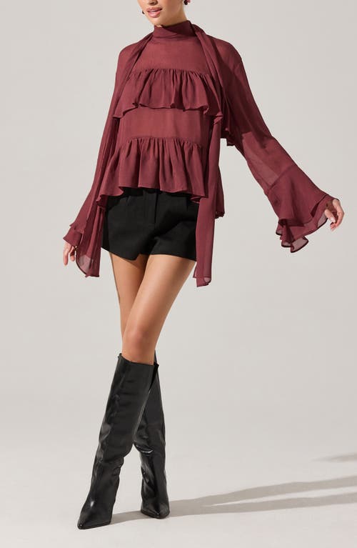 Astr The Label Fae Ruffle Top In Burgundy