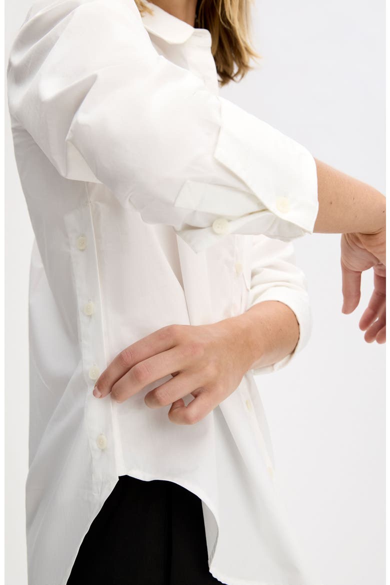 Side Button Cotton Poplin Button-Up Shirt, Alternate, color, BRIGHT WHITE