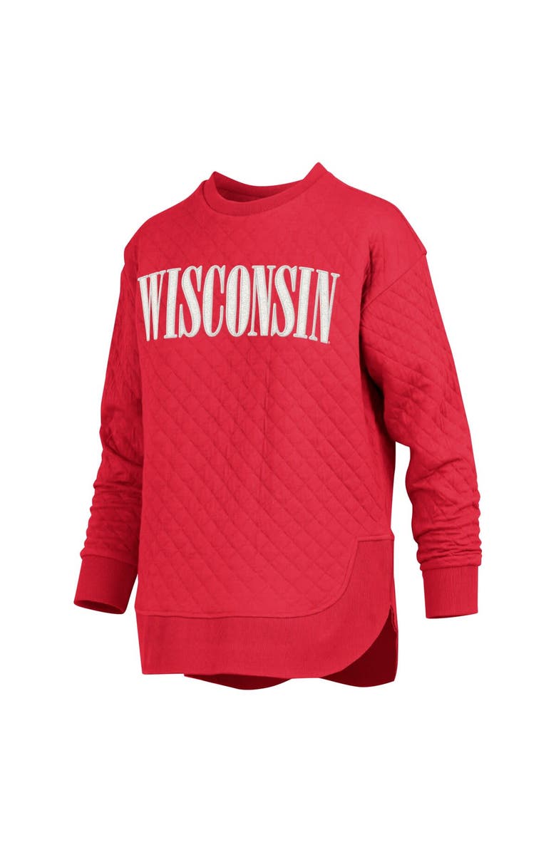 PRESSBOX Women's Pressbox Red Wisconsin Badgers Quilted Long Sleeve Pullover Sweatshirt, Alternate, color, Red