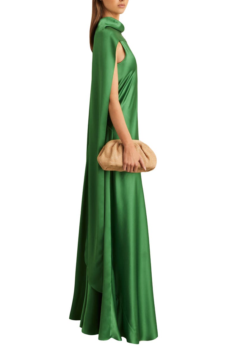 Fae Scarf Detail Satin Gown, Alternate, color, GREEN