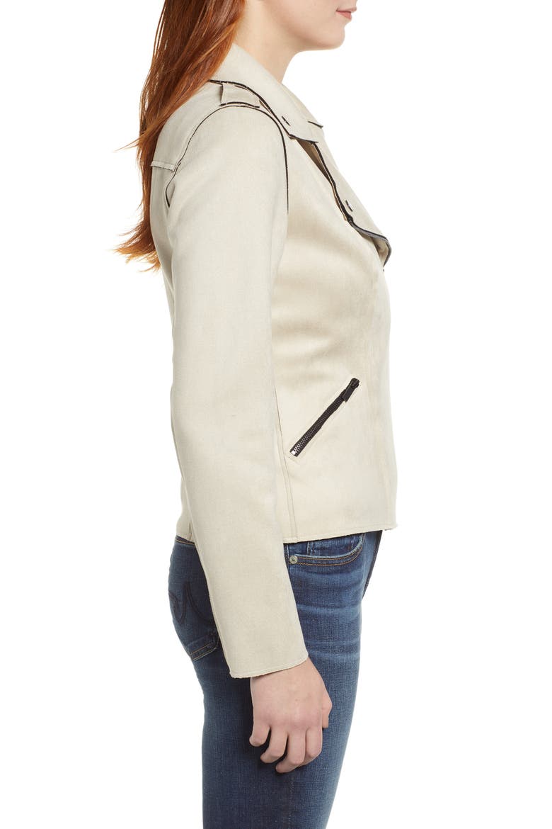 Haddie Faux Suede Moto Jacket, Alternate, color, IRISH CREAM