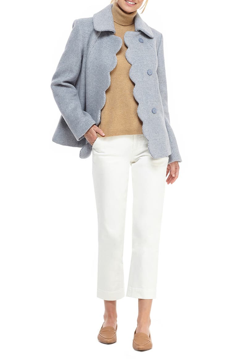 Aubrey Scalloped Houndstooth Check Coat (Nordstrom Exclusive), Alternate, color, BLUE MULTI