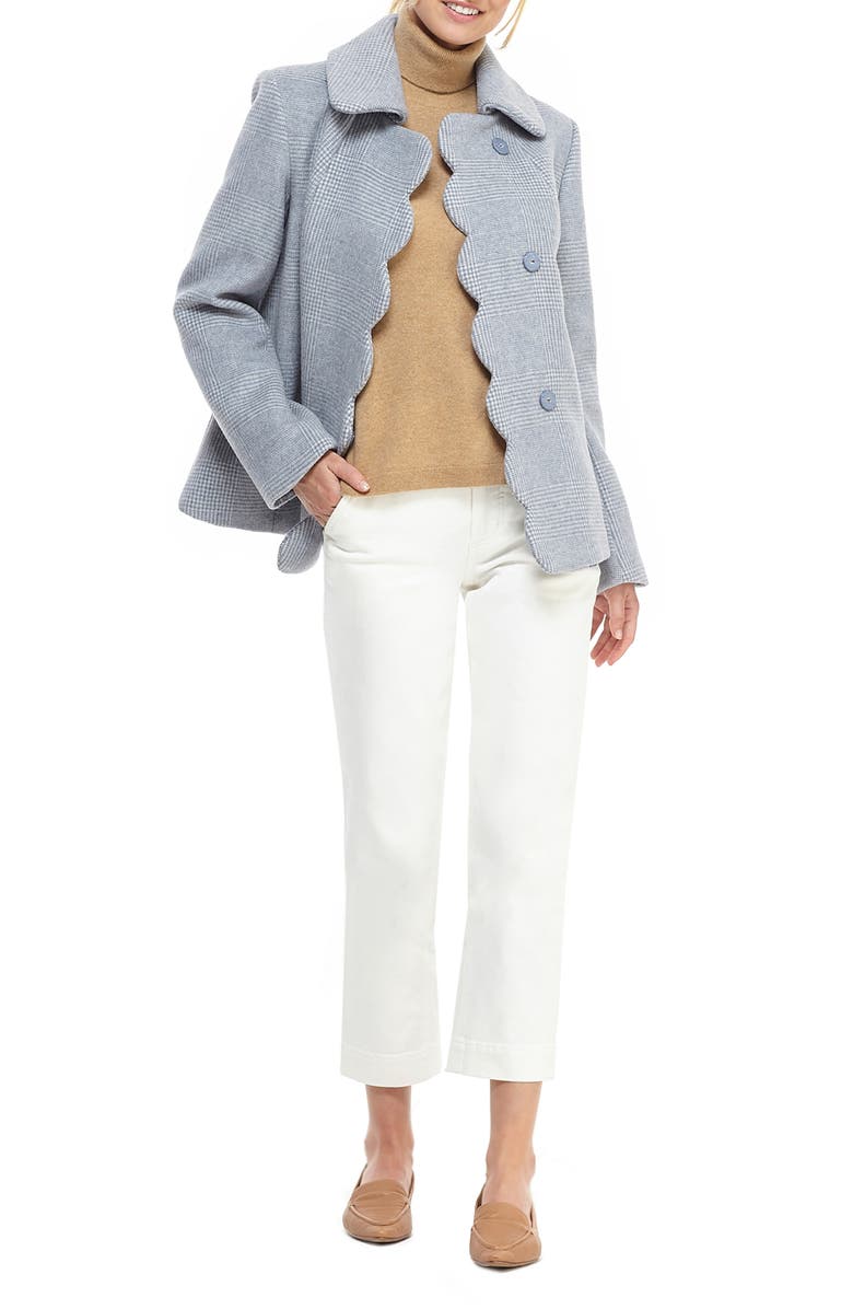 Gal Meets Glam Collection Aubrey Scalloped Houndstooth Check Coat, Alternate, color, 