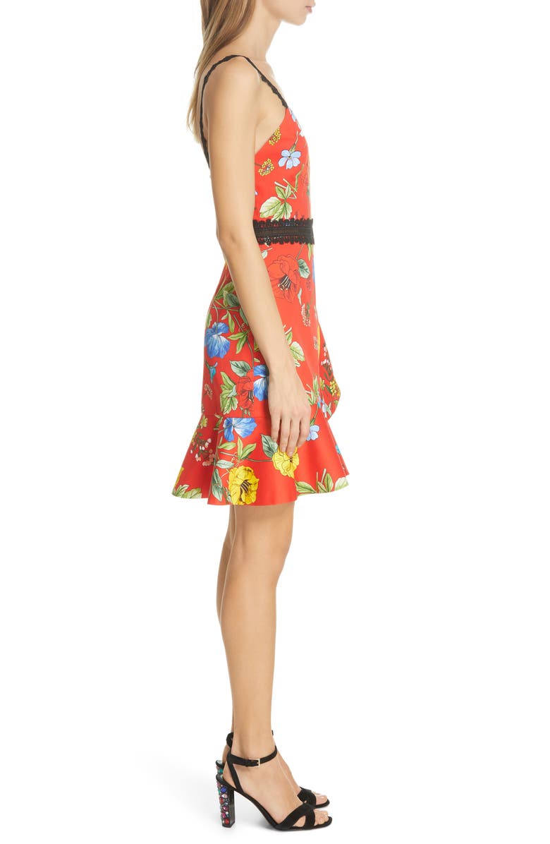 Alice + Olivia Kirby Floral Tulip Hem Dress, Alternate, color,