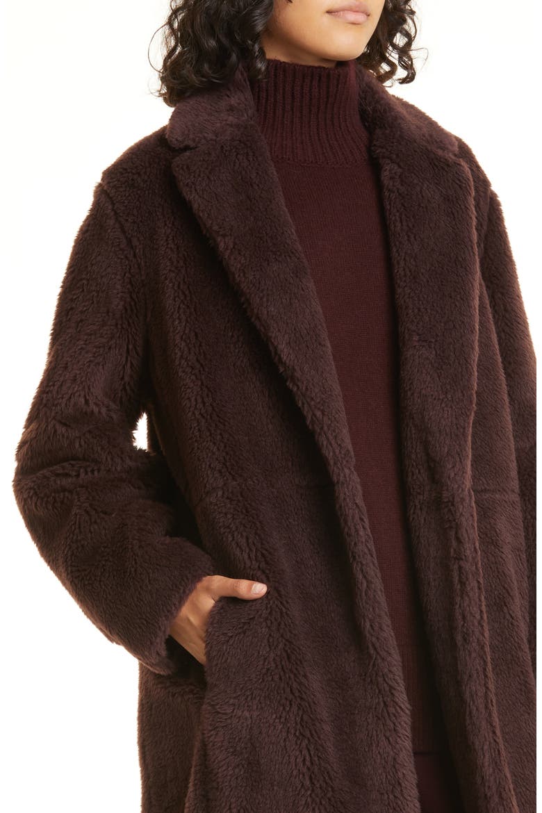 Faux Shearling Coat, Alternate, color, BLACK FIG