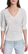 KARL LAGERFELD PARIS Floral Puff Sleeve Sweater