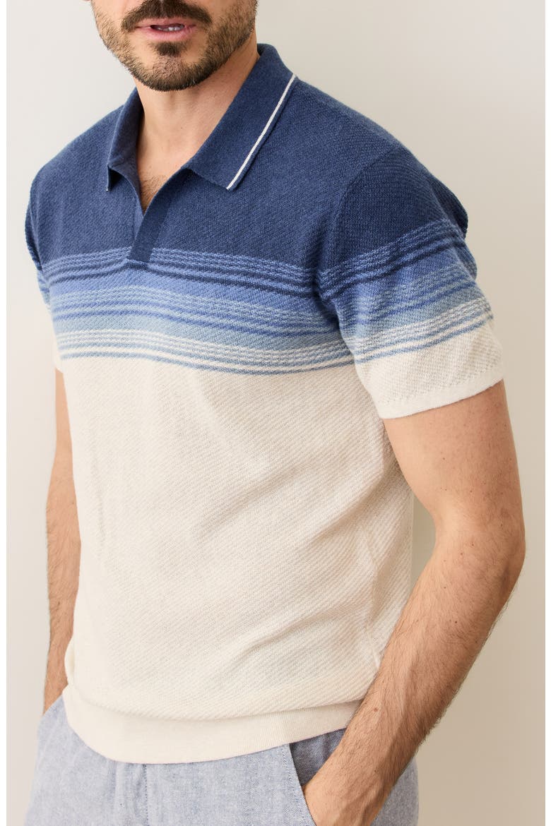 Greyson Short Sleeve Polo Sweater, Alternate, color, NAVY/ OATMEAL