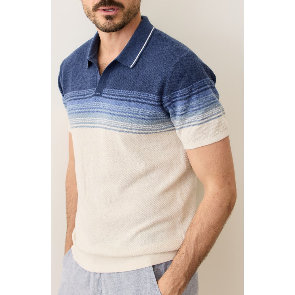 Marine Layer Greyson Short Sleeve Polo Sweater In Blue