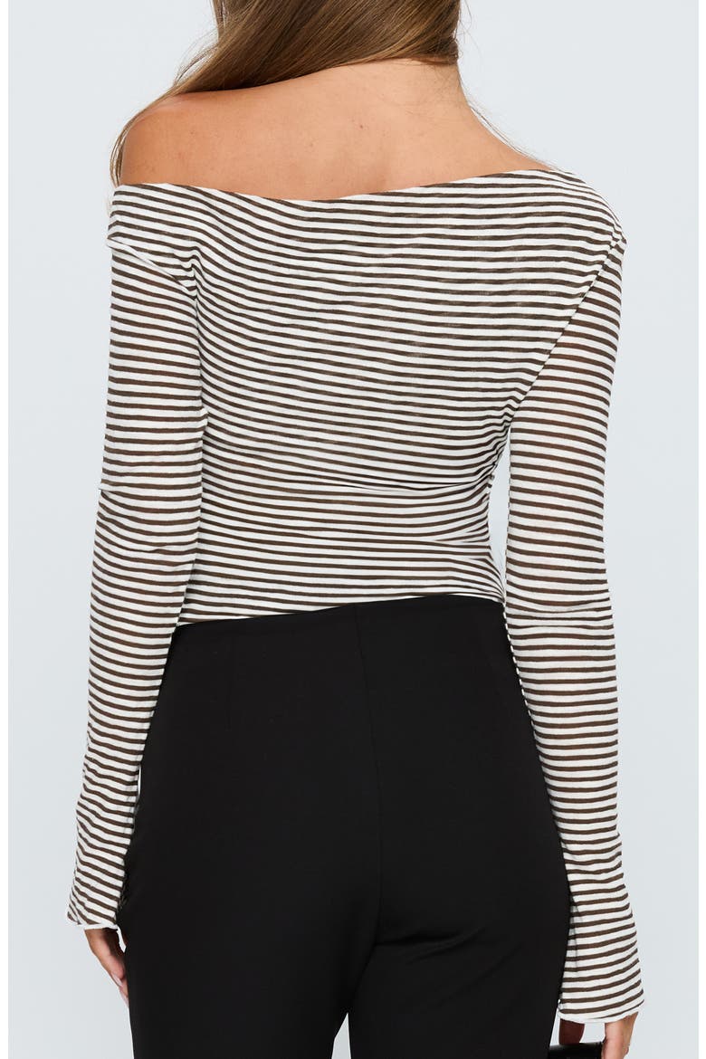 Synergies Stripe One-Shoulder Top, Alternate, color, BROWN / WHITE STRIPE