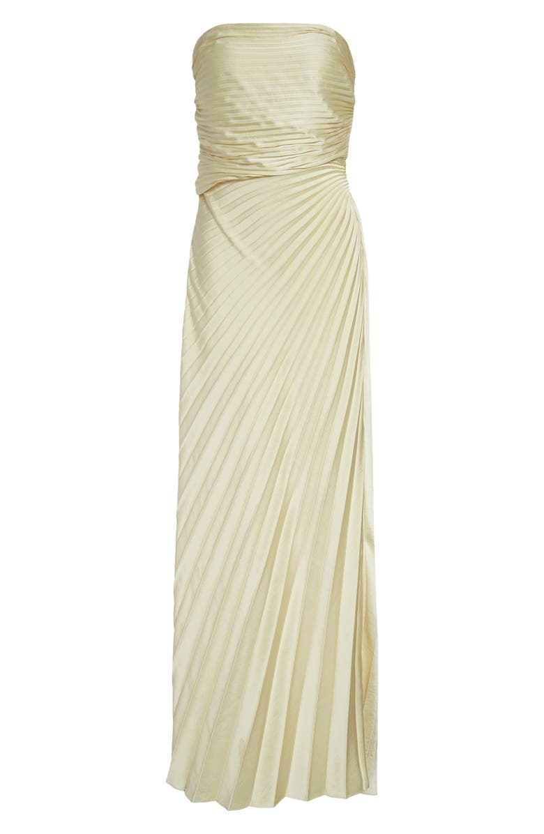 A.L.C. Bianca Pleated Strapless Gown, Alternate, color, Light Canary