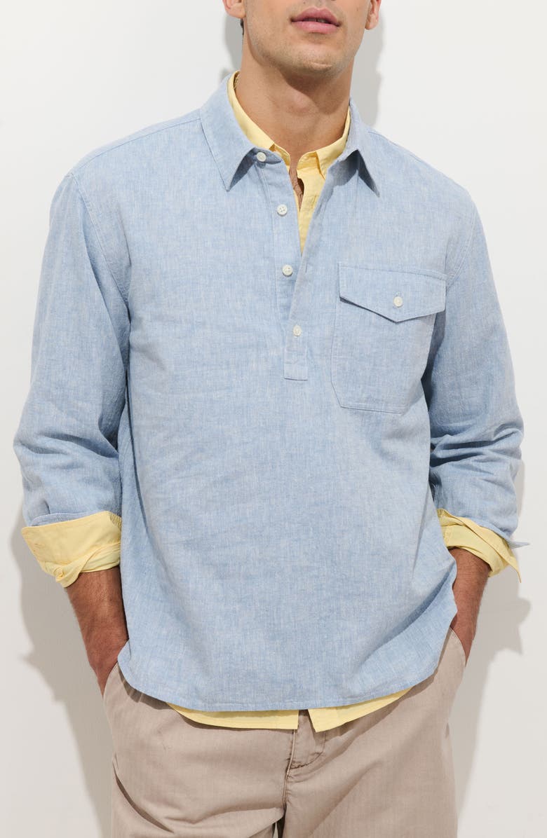 Alex Mill Carter Linen & Cotton Popover Shirt, Main, color, Light Blue Chambray