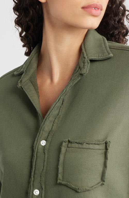 Frank & Eileen Eileen Relaxed Cotton Terry Button-up Shirt In Green