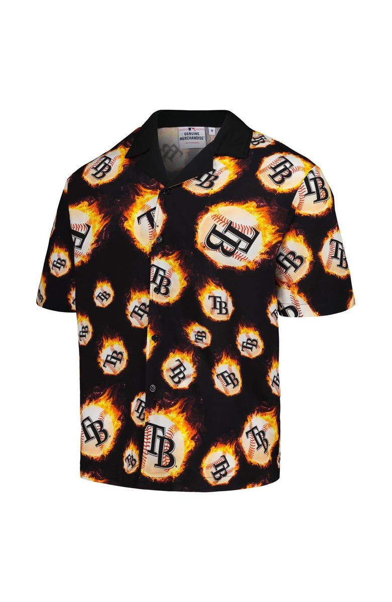 PLEASURES Men's PLEASURES  Black Tampa Bay Rays Flame Fireball Button-Up Shirt, Alternate, color, 