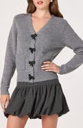 ASTR the Label Crystal Embellished Bow Detail Cardigan