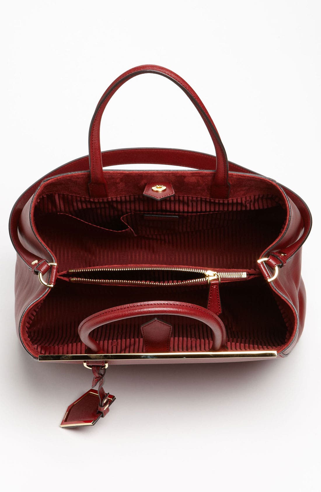 '2Jours Elite' Leather Shopper, Alternate, color, DARK RED