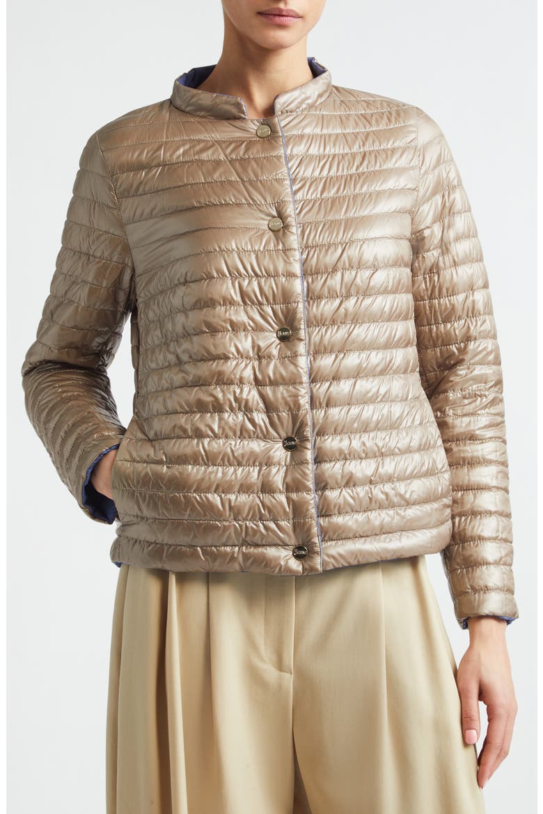 Matte to Shiny Reversible Down Puffer Jacket, Alternate, color, 9126 SKY BLUE TO TAUPE