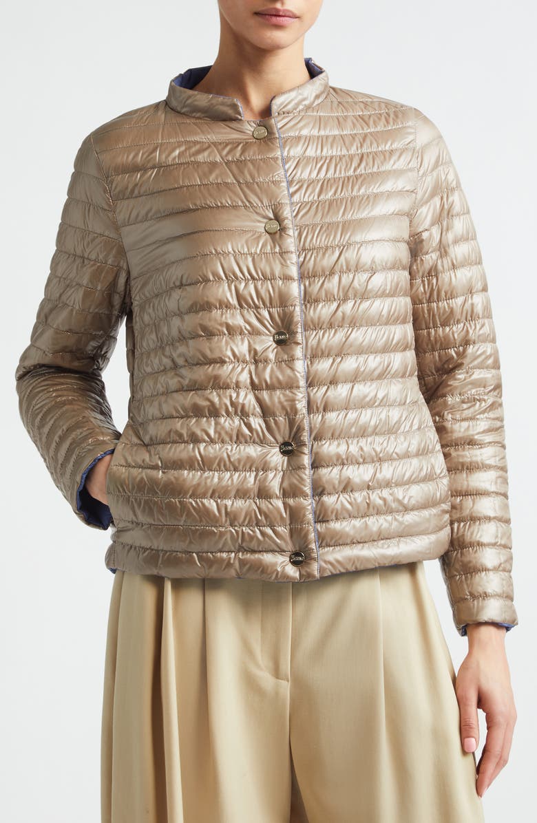 Herno Matte to Shiny Reversible Down Puffer Jacket, Alternate, color, 9126 Sky Blue To Taupe