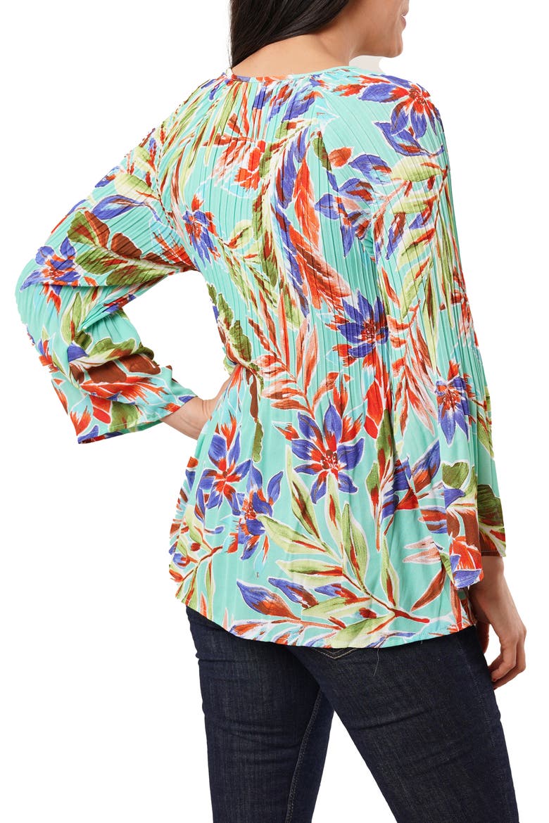 Tie Front Pleated Top, Alternate, color, TROPICAL DAYDREAM