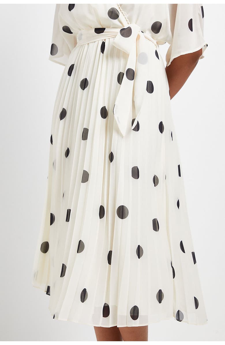 Wallis Petite Spot Pleated Midi Dress, Alternate, color, Ivory