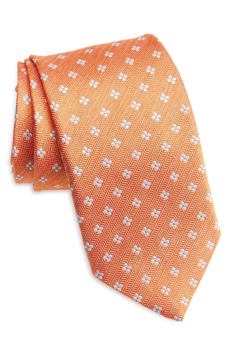 David Donahue Floral Silk Tie, Main, color, 