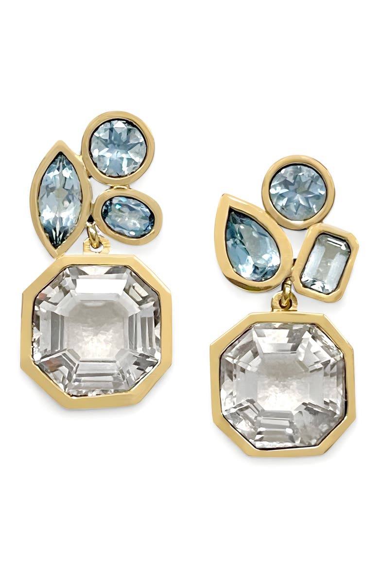 Cluster Drop Earrings, Main, color, YELLOW GOLD/ TOPAZ