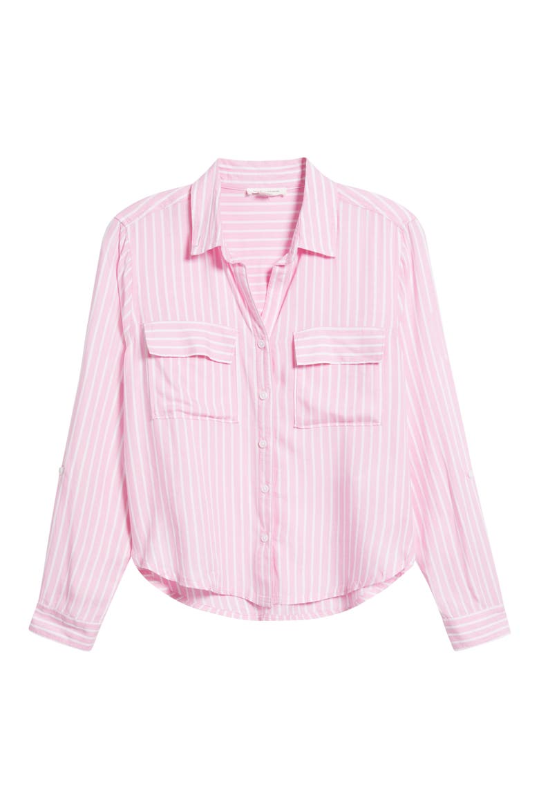 Fallon Crop Button-Up Shirt, Alternate, color, CACTUS BLOSSOM