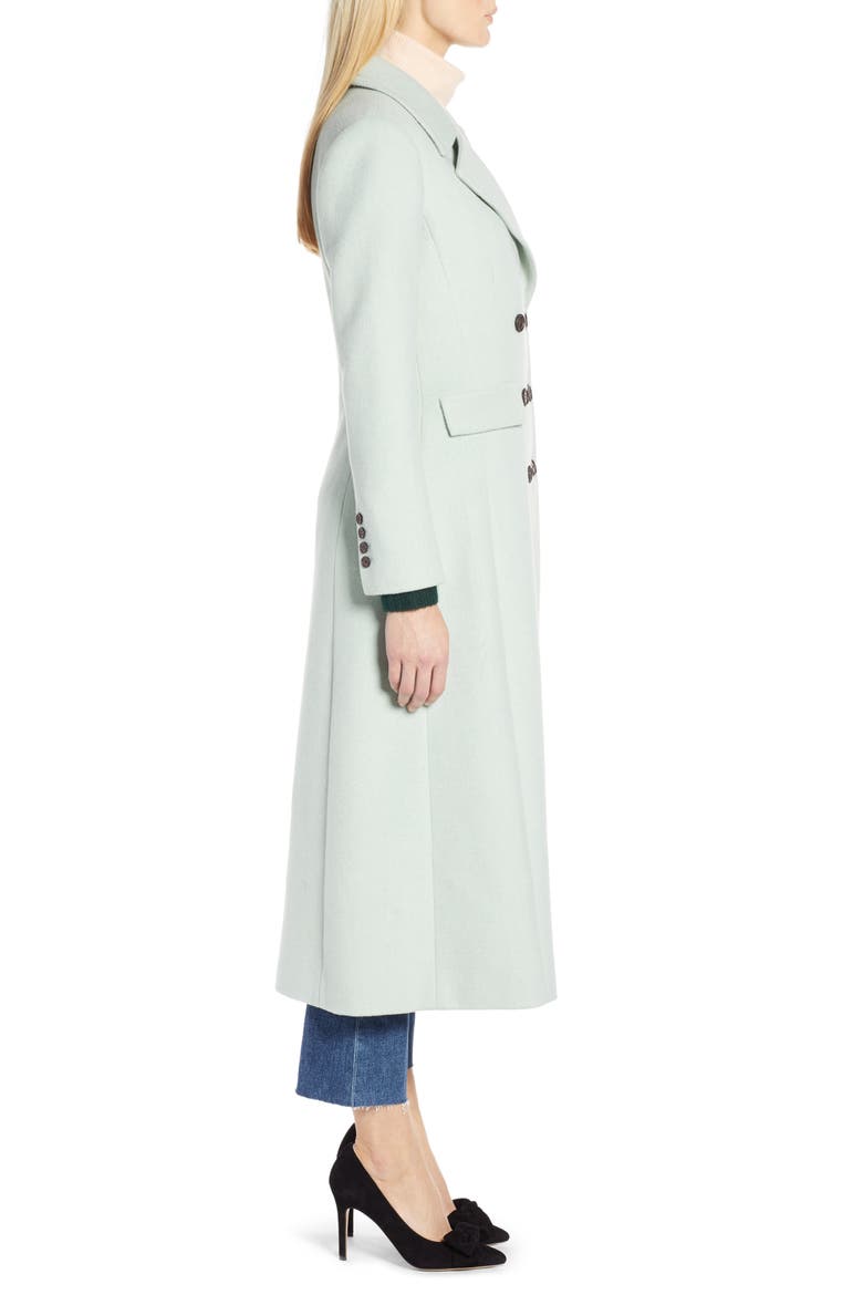 x Atlantic-Pacific Double Breasted Long Coat, Alternate, color, GREEN FROZEN