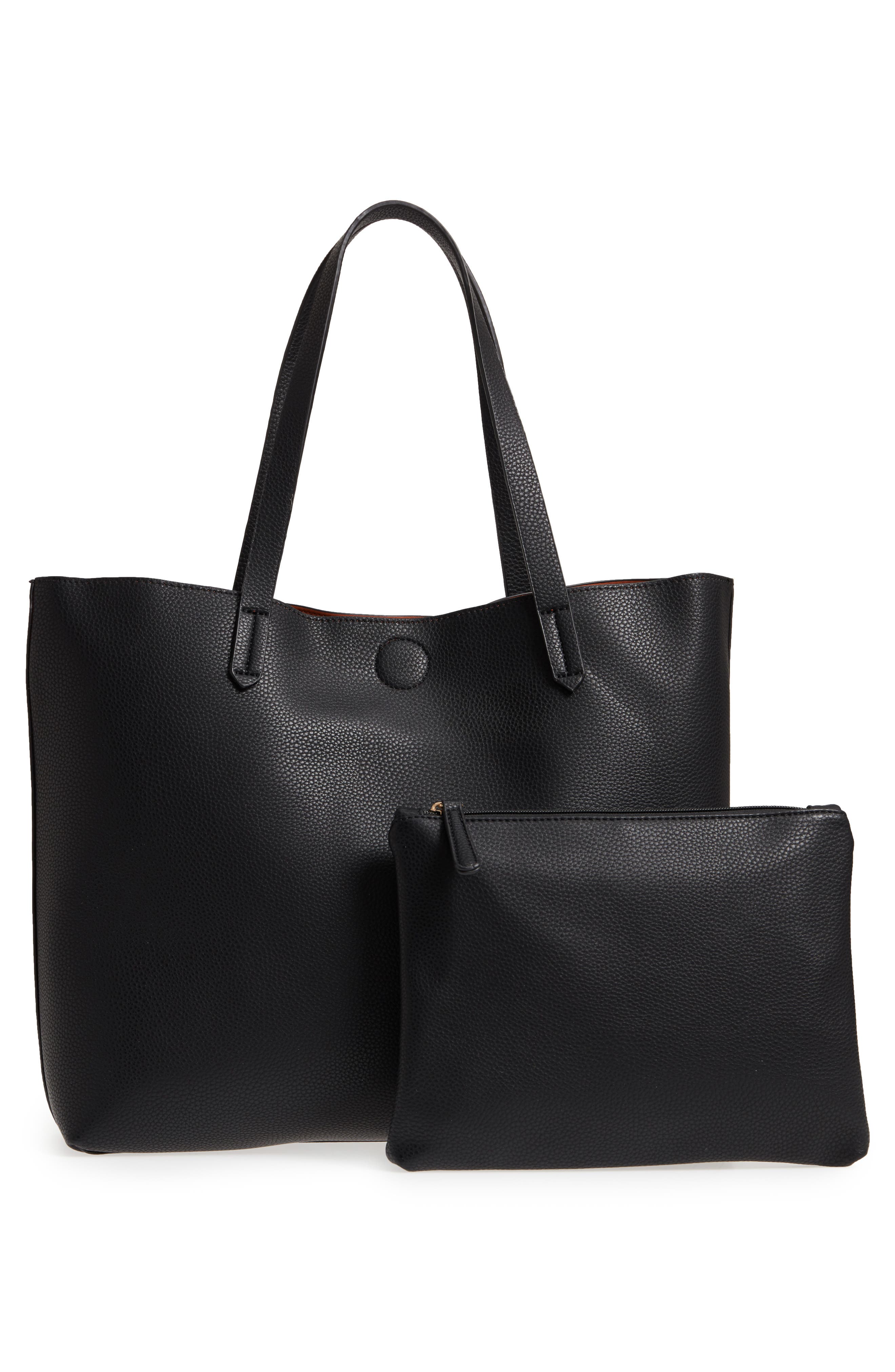 BP. Contrast Lining Faux Leather Tote, Alternate, color, 