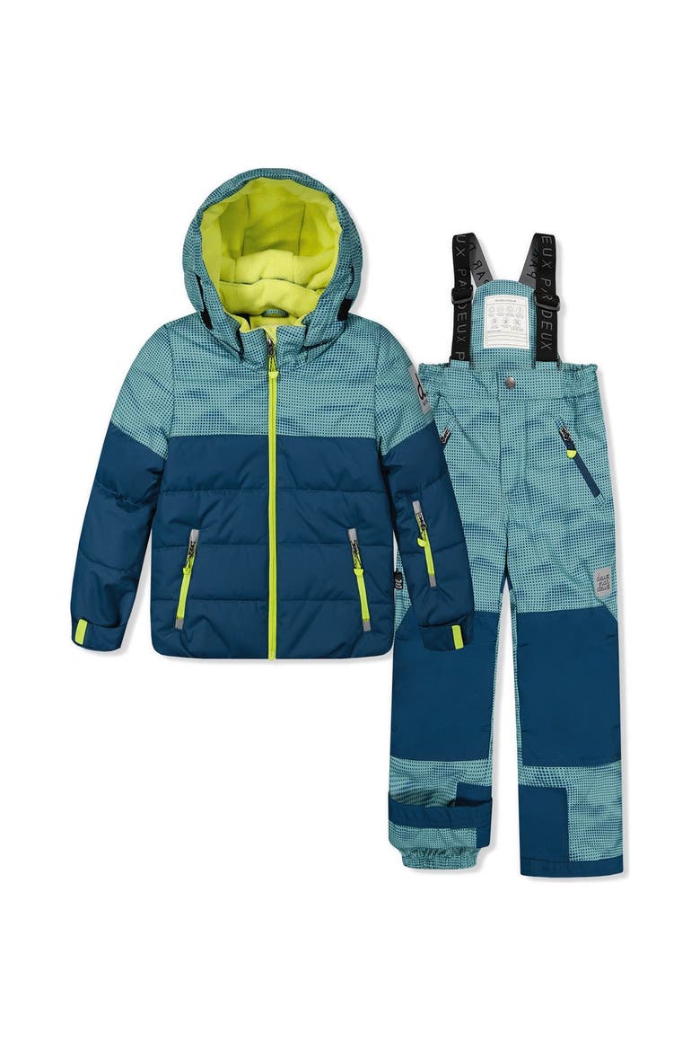 Play Jacket & Pants Neckwarmer Two Piece Snowsuit, Main, color, Greyish Blue and Navy